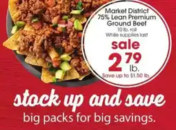 Giant Eagle Market District 75% Lean Premium Ground Beef offer