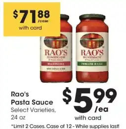 Smith's Rao's Pasta Sauce offer