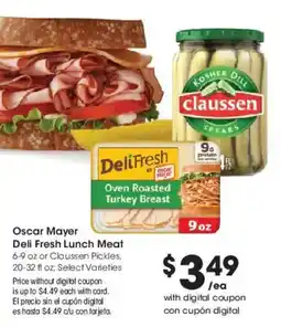 Smith's Oscar Mayer Deli Fresh Lunch Meat offer