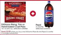 Giant Eagle DiGiorno pizza and Pepsi 2 L bottle offer