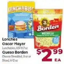 Cardenas Lunchables Oscar Mayer, Queso Borden offer