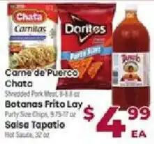 Cardenas Chata Carnitas Carne de Puerco, Botanas Frito Lay, Salsa Tapatio offer