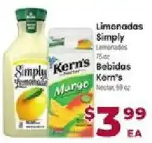 Cardenas Simply Lemonade, Kern's Mango Nectar offer