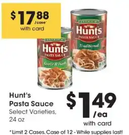 Smith's Hunt's Pasta Sauce offer