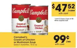 Smith's Campbell's Cream of Chicken or Mushroom Soup offer