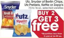 Giant Eagle Utz, Snyder of Berlin Chips, Utz Pretzels, Kettle or Zapp's offer