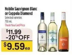 Bashas' Nobilo Sauvignon Blanc or Coppola Diamond offer