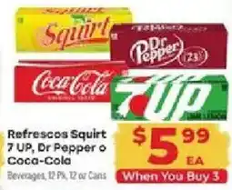 Supermercado El Rancho Refrescos Squirt 7 UP, Dr Pepper o Coca-Cola offer