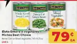 Supermercado El Rancho Best Choice Elote Entero o Vegetales Mixtos offer