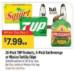 Bashas' 7up products, bai beverage or mission tortilla chips offer