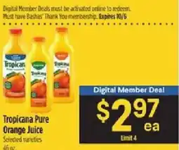 Bashas' Tropicana Pure Orange Juice offer