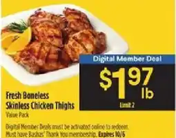 Bashas' Fresh Boneless Skinless Chicken Thighs offer