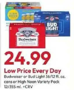 Stater Bros Budweiser or Bud Light Variety Pack offer