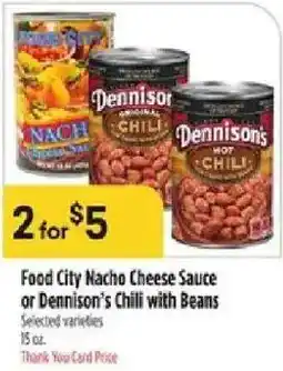 Bashas' Food City Nacho Cheese Sauce or Dennison's Chili with Beans offer
