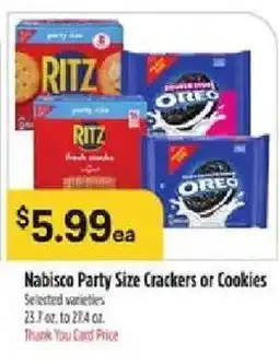 Bashas' Nabisco Party Size Crackers or Cookies offer