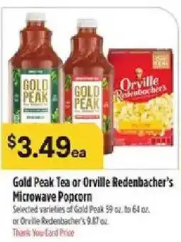 Bashas' Gold Peak Tea or Orville Redenbacher's Microwave Popcorn offer