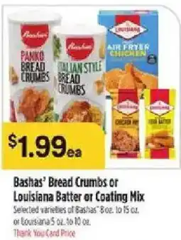 Bashas' Bashas' Bread Crumbs or Coating Mix offer