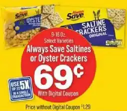 IGA Always Save Saltines or Oyster Crackers offer