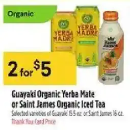Bashas' Guayaki Organic Yerba Mate or Saint James Organic Iced Tea offer