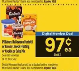 Bashas' Pillsbury Halloween Funfetti or Cream Cheese Frosting or Cookie or Cake Mix offer
