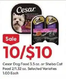 Stater Bros Cesar Dog Food or Sheba Cat Food offer