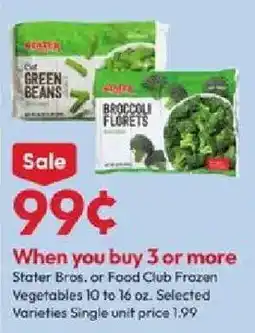 Stater Bros Stater Bros. or Food Club Frozen Vegetables offer