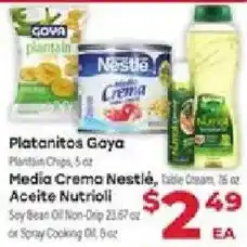 Supermercado El Rancho Platanitos Goya, Media Crema Nestlé, Aceite Nutrioli offer