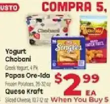 Supermercado El Rancho Yogurt Chobani, Popas Ore-ida, Queso Kraft offer