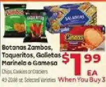 Supermercado El Rancho Botanas Zambos, Taqueritas, Galletas Marinela o Gama offer