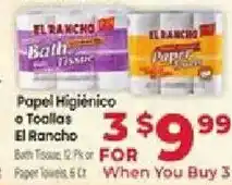 Supermercado El Rancho El Rancho bath tissue or paper towels offer