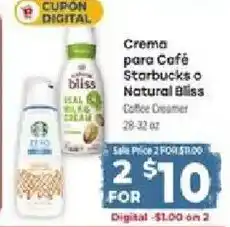 Supermercado El Rancho Starbucks coffee creamer or natural bliss coffee creamer offer