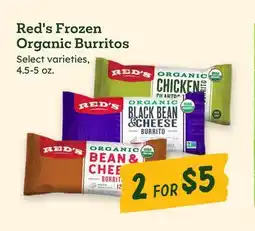 Sprouts Farmers Market Red's Frozen Organic Burritos offer