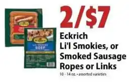 Festival Foods Eckrich Lil' Smokies, or Smoked Sausage Ropes or Links offer