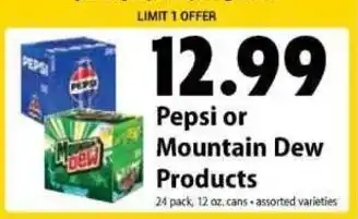 Pepsi or Mountain Dew Products