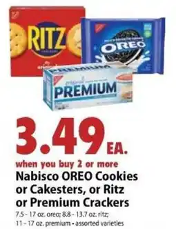 Festival Foods Nabisco OREO Cookies or Cakesters, or Ritz or Premium Crackers offer