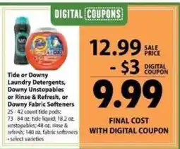 Festival Foods Tide or Downy Detergents, Downy Unstoppables, or Downy Fabric Softeners offer