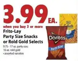 Festival Foods Frito-Lay Party Size Snacks or Rold Gold Selects offer