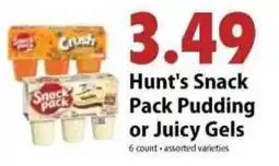 Festival Foods Hunt's Snack Pack Pudding or Juicy Gels offer