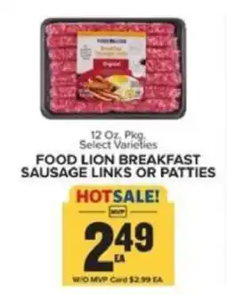 Food Lion Food lion breakfast sausage links or patties offer