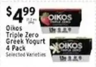 Met Foodmarkets Oikos triple zero greek yogurt offer