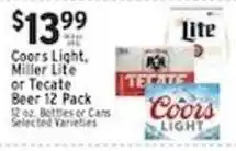 Met Foodmarkets Coors Light, Miller Lite or Tecate Beer offer