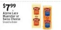 Met Foodmarkets Alpine Lace Muenster or Swiss Cheese offer