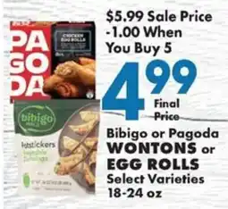 Sullivan's Foods Bibigo or Pagoda Wontons or Egg Rolls offer