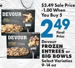 Sullivan's Foods Devour frozen entrees or big bowls offer