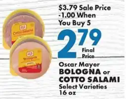 Sullivan's Foods Oscar Mayer Bologna or Cotto Salami offer