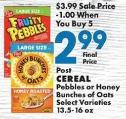 Sullivan's Foods Post cereal pebbles or honey bunches of oats offer