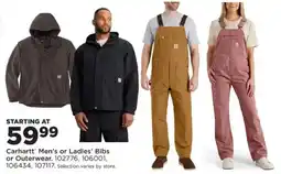 Mills Fleet Farm Carhartt Men's or Ladies' Bibs or Outerwear offer