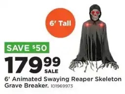 Mills Fleet Farm 6' Animated Swaying Reaper Skeleton Grave Breaker offer