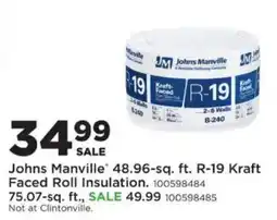 Mills Fleet Farm Johns Manville r-19 kraft faced roll insulation offer