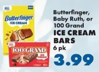 Butterfinger, Baby Ruth, or 100 Grand ice cream bars